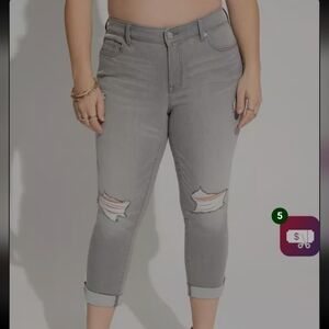 Torrid Gray Cropped Distressed Jeans